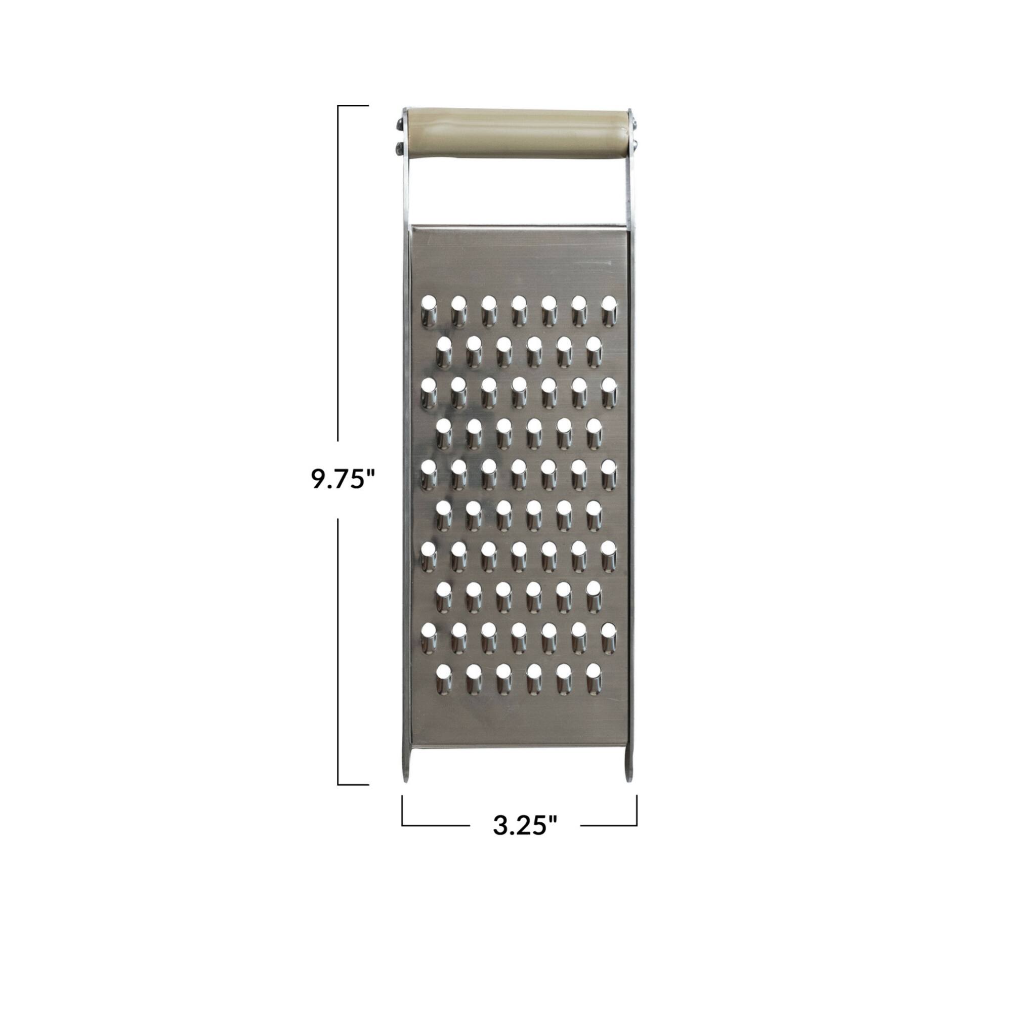 Hello Honey® 9.75" Stainless Steel Grater with Taupe Enameled Mango Wood Handle